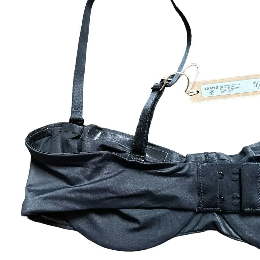 NWT SKIMS Smoothing Intimates Unlined Strapless Bra In Onyx Black Bra